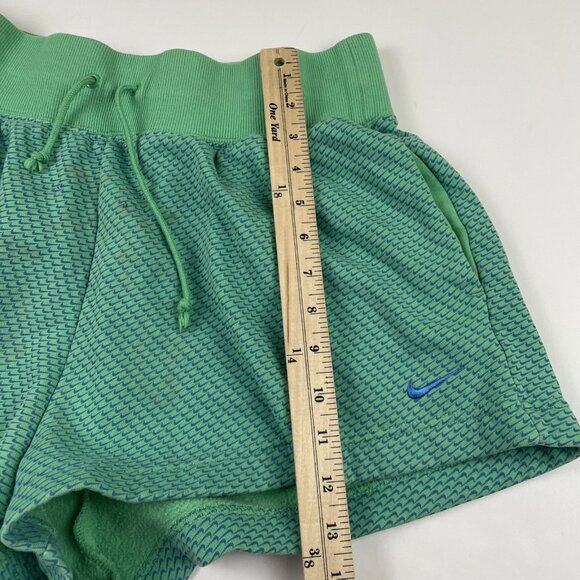 Nike Phoenix Sweat Shorts Women’s L Green High Elastic Waist Logo Print - Picture 4 of 11